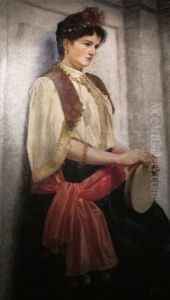Portrait De Jeune Femme En Costume by Eduard Ruedisuehli