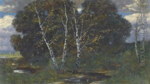 Landschaft Mit Birken by Eduard Ruedisuehli