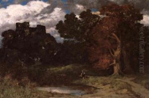 Fischender Knabe An Einem Teich by Eduard Ruedisuehli