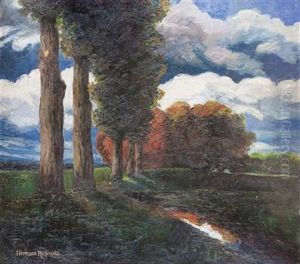Abendstimmung In Der Au by Traugott Hermann Ruedisuehli