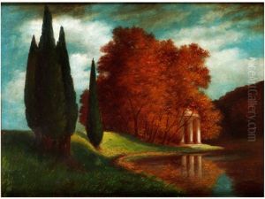 Herbstlandschaft Mit Pavillion by Traugott Hermann Ruedisuehli