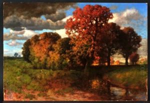 Herbstlandschaft Mit Bachlauf by Traugott Hermann Ruedisuehli