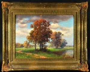 Weite Baumlandschaft Mit Weiher by Traugott Hermann Ruedisuehli