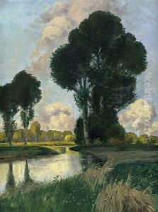 Abendstimmung An Einem Sommerlichen Wiesenbach by Traugott Hermann Ruedisuehli
