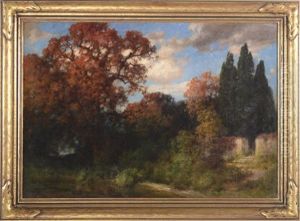 An Autumn Landscape by Traugott Hermann Ruedisuehli