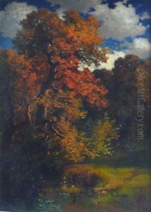Herbstliche Baume by Traugott Hermann Ruedisuehli