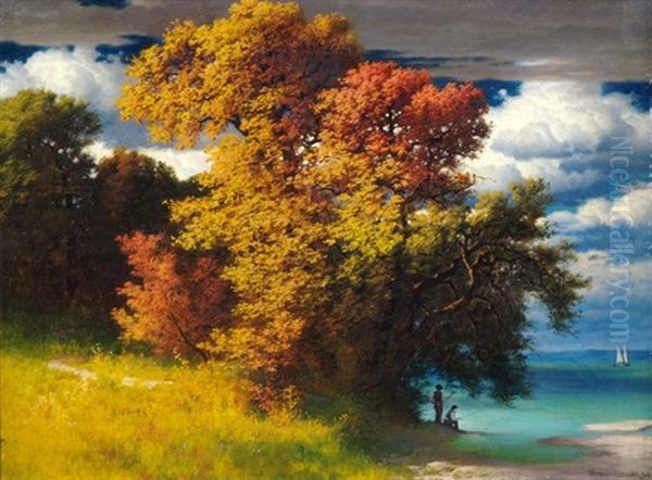 Herbstliche Landschaft An Einem See - view 1