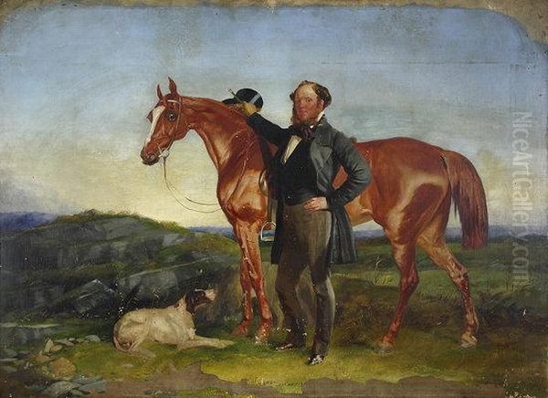 Man With Horse And Gun Dog - view 1