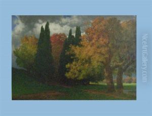 Herbstlandschaft Im Park by Traugott Hermann Ruedisuehli