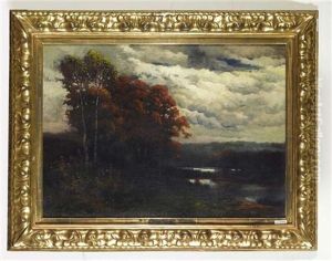 Herbstlandschaft Mit Weiher by Traugott Hermann Ruedisuehli