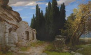 Antike Ruinenlandschaft by Traugott Hermann Ruedisuehli