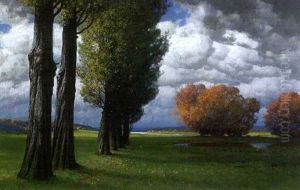 Baumlandschaft Bei Aufziehendem Gewitter by Traugott Hermann Ruedisuehli