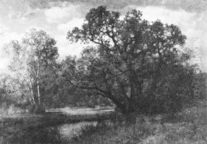 Baume Am Bachlauf Im Herbstlaub by Traugott Hermann Ruedisuehli