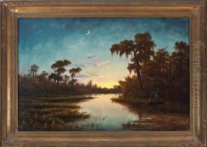 Crescent Moon Over The Bayou by Harold Rudolph
