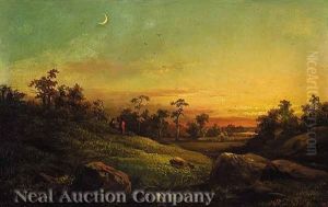 At Sunset - Indians On The Hill by Harold Rudolph