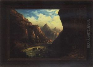 Waterfall At Sunset With Cliffside Church by Harold Rudolph