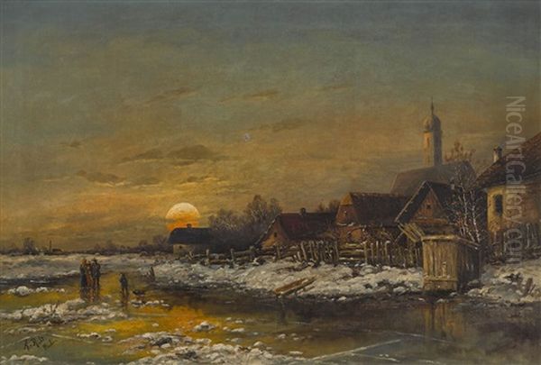Winterliche Dorflandschaft Im Abendlicht - view 1