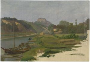 Blick Von Der Elbe Bei Struppen Auf Den Liliens