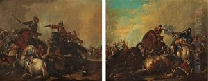 Battle Scenes (pair) by Rugendas, Georg Philipp I