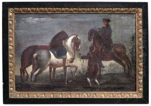 Reiter Und Ein Bursche Mit Zwei Handpferden (+ Reiter Mit Einem Falken Und Ein Bursche Mit Zwei Handpferden; Pair) by Rugendas, Georg Philipp I