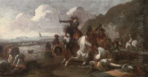 A Cavalry Skirmish by Rugendas, Georg Philipp I