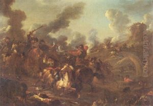 A Cavalry Skirmish In A Landscape by Rugendas, Georg Philipp I