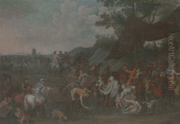 A Troop Of Cavalry And Villagers Near A Military Encampment - view 1