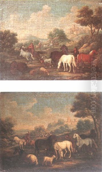 Pferde Und Reiter In Hugeliger Landschaft - view 1