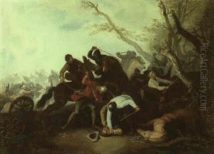 Bewaffnete Reiter Und Bauern Im Kampf by Rugendas, Georg Philipp I