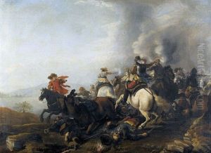 Schlachtszene Am Seeufer by Georg Philipp Rugendas the Younger