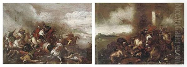 A Cavalry Battle Between Christians And Turks (+ A Cavalry Battle Between Christians And Turks; Pair) - view 1