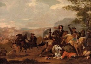 Reitergefecht Am Rande Einer Schlacht by Georg Philipp Rugendas the Younger