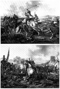 Battle Scenes Between Turkish And Christian Soldiers, A Pair(2) by Christian Rugendas