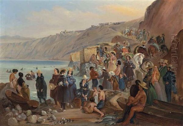 Bathers On The Chorillos Beach, Miraflores, Lima - view 1