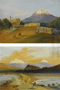 Two Views Of The Popocatepetl And Itztaccihuatl Seen From The Valley Of Mmexico by Johann Moritz Rugendas