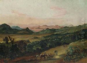El Camino A Morelia En El Valle De Angangueo Con El Cerro De San Andres Al Fondo by Johann Moritz Rugendas