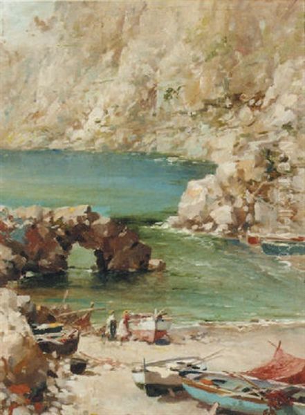 Beached Boats In A Mediterranean Cove - view 1