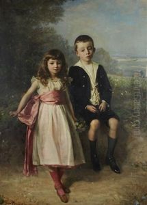 Jeunes Enfants A La Campagne by Jules Ruinart De Brinant