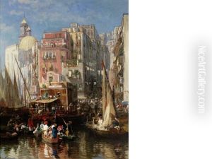 A Bustling Waterfront, Venice by Jules Ruinart De Brinant