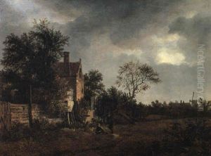 Wooded Landscape With Travellers Resting By A Cottage by Isaak van Ruisdael