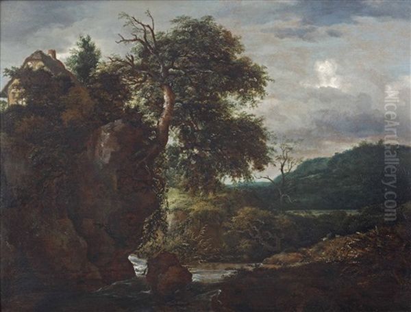A Rocky River Landscape With A Cottage On A Cliff - view 1