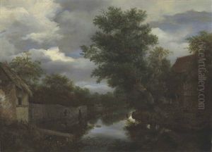 A Pollarded Willow Overhanging A River