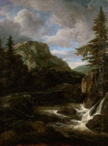 Mountain Landscape With Waterfall by Jacob Van Ruisdael