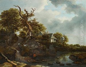 Landschaft Mit Haus Und Taubenschlag by Jacob Van Ruisdael