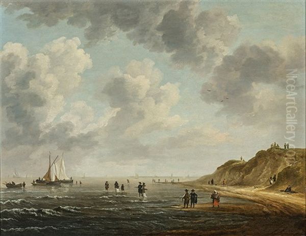 Beachscape With Dunes, Boats And Figures - view 1