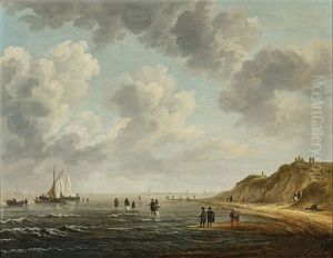 Beachscape With Dunes, Boats And Figures by Jacob Van Ruisdael