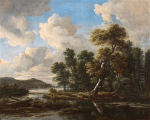 River Landscape With Wooded Banks by Jacob Van Ruisdael