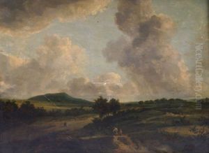 An Extensive Dune Landscape With Figures,the Sea In The Distance An Extensive Dune Landscape With Figures,the Sea In The Distance