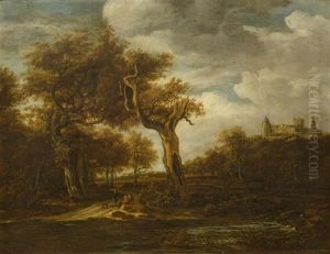 Broad Landscape With View Of Schloss Bentheim In The Background by Jacob Van Ruisdael
