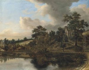 A Wooded Landscape With A Cottage By A Lake by Jacob Van Ruisdael